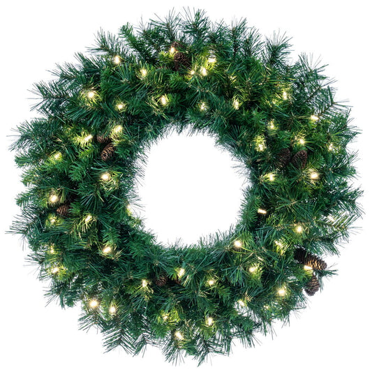 Vickerman 144" Cheyenne Pine Artificial Christmas Wreath Warm White LED Lights