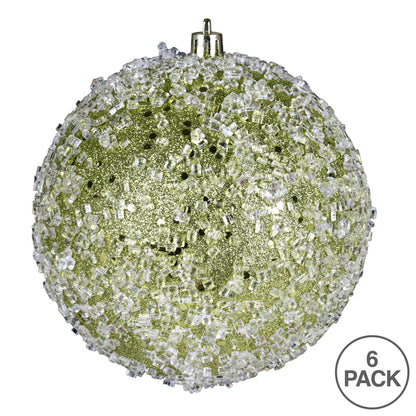 Vickerman 4" Lime Glitter Hail Ball Ornament 6 per Bag