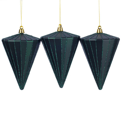 Vickerman 6" Matte Midnight Green Cone Ornament 3 per bag.