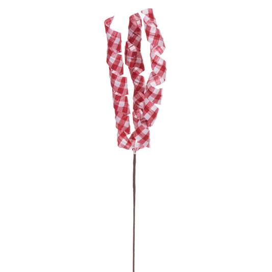 Vickerman 23" Red and White Plaid Swirl Spray 8 per bag.
