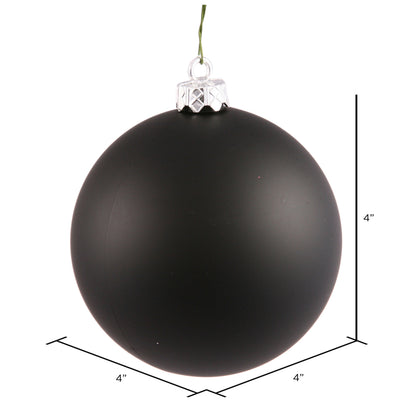 Vickerman 4" Black Matte Ball Ornament 6 per Bag