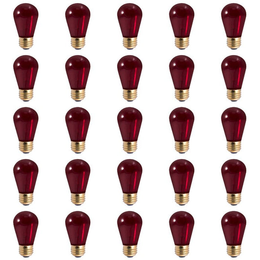 BULBRITE INCANDESCENT S14 MEDIUM SCREW (E26) 11W DIMMABLE LIGHT BULB TRANSPARENT RED 25PK (701711)