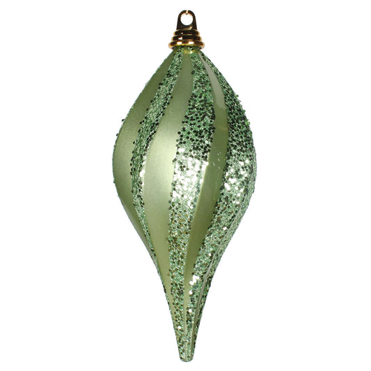 Vickerman 12'' Celadon Glitter Swirl Drop Christmas Ornament