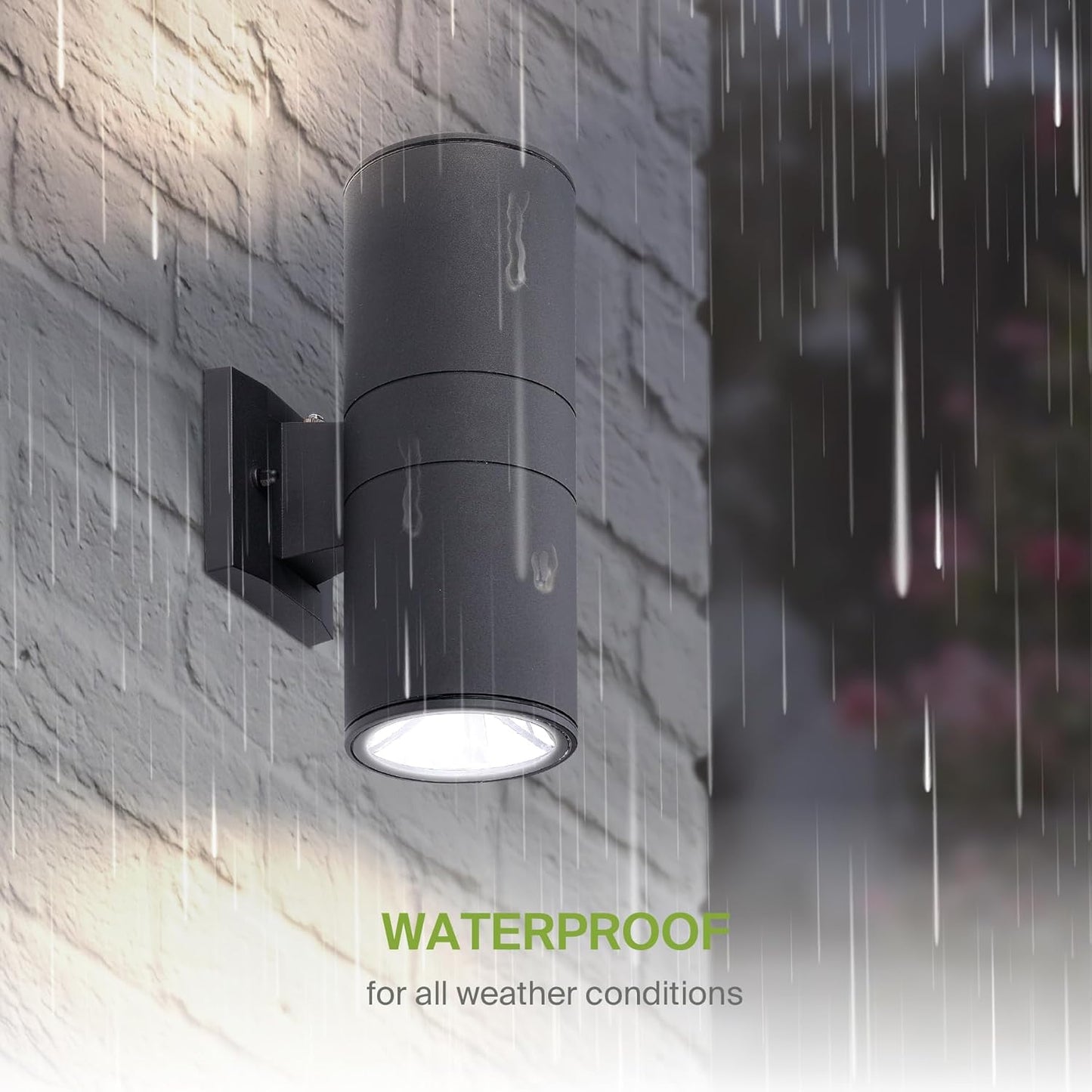 ASD Lighting BULB Round Outdoor Wall Cylinder with Photocell, Up and Downlight Fixture, 120V, 40W, 11.81", 50°, Black Finish, 2Pack