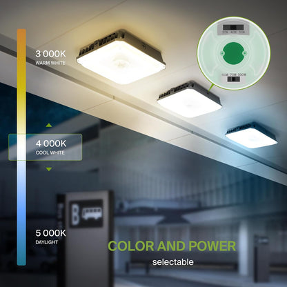 ASD Lighting LED Edge-Lit Canopy with Q-base 60/70/100W 120-277V 0-10V Dimmable 140Lm/W 3000/4000/5000K Black UL DLC Premium