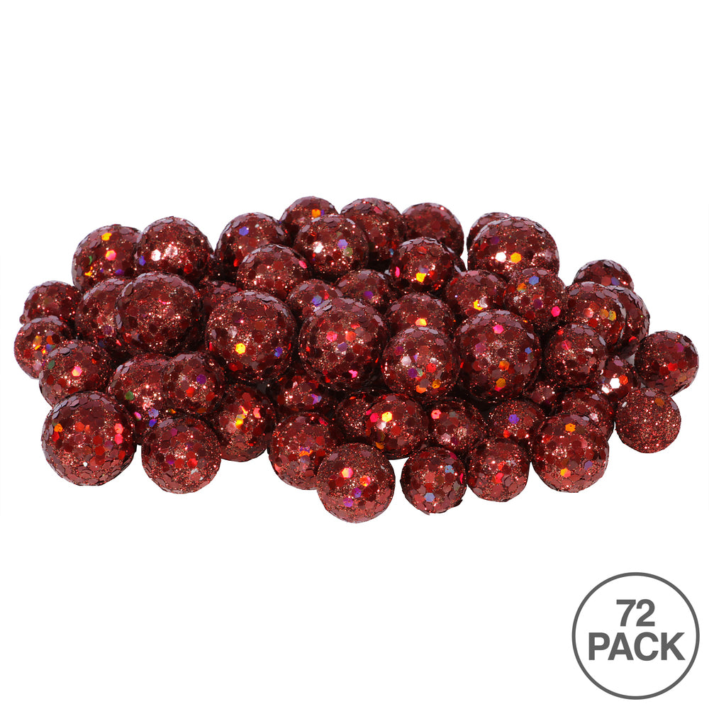 Vickerman 20MM/25MM/30MM Wine Glitter Polystyrene Ball Christmas Ornament 72 per Bag