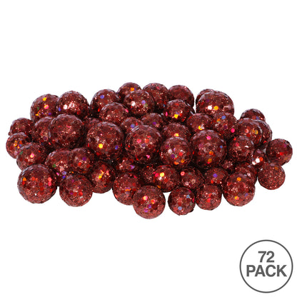 Vickerman 20MM/25MM/30MM Wine Glitter Polystyrene Ball Christmas Ornament 72 per Bag