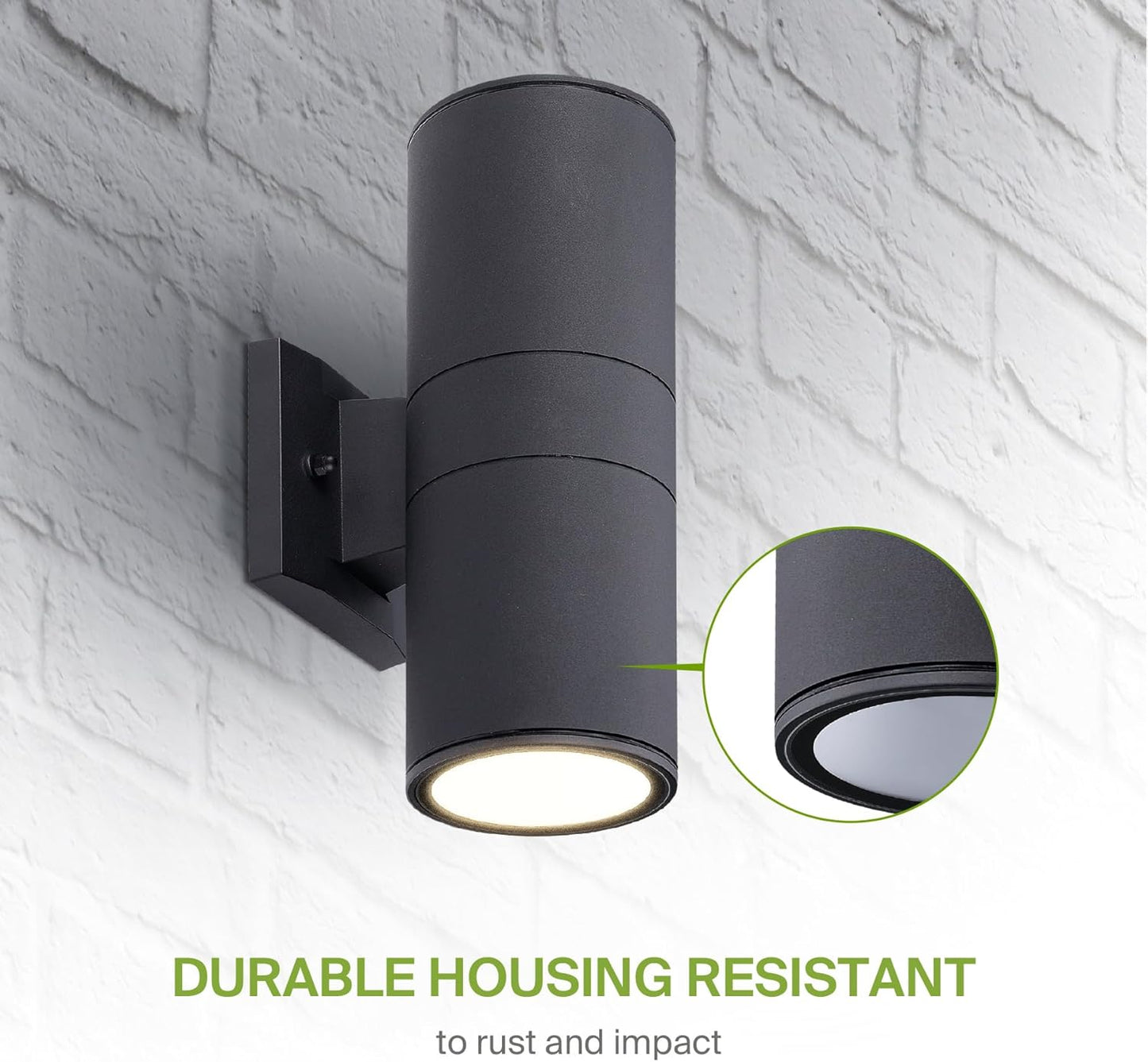 ASD Lighting LED Outdoor Wall Cylinder Round Up and Down 18W 120V Triac 3000/4000/5000K Black ETL