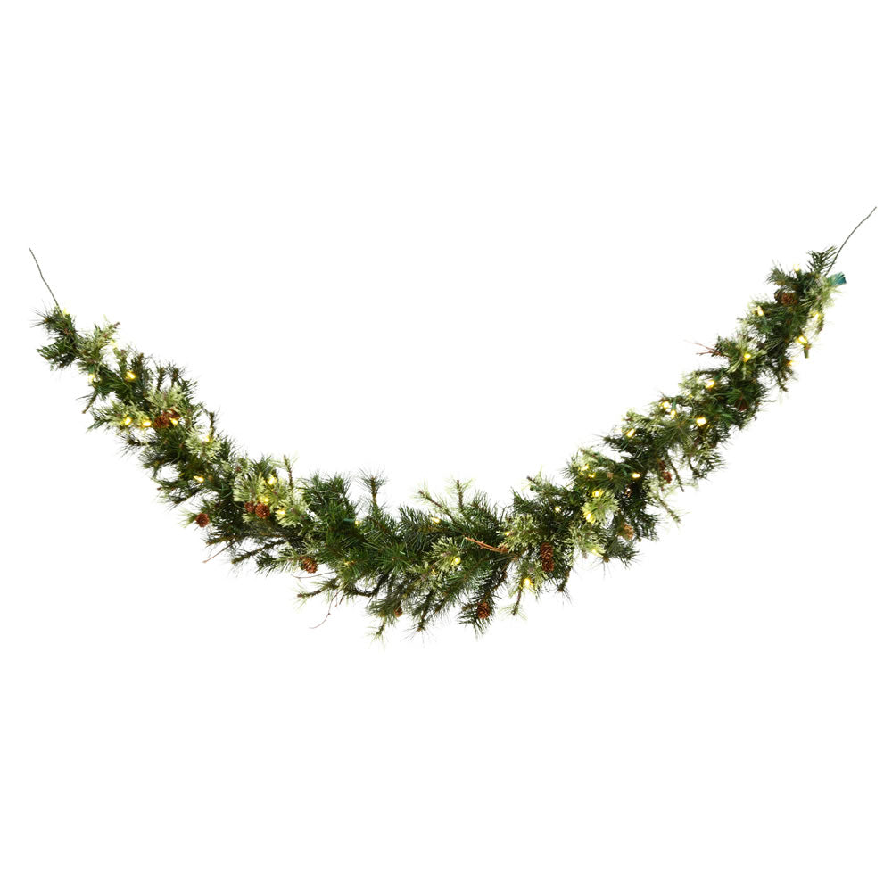 Vickerman 6' Mixed Country Pine Artificial Christmas Garland Warm White Dura-lit LED Lights