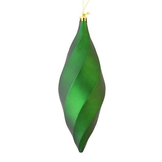 Vickerman 8" Emerald Matte Swirl Finial Ornament Pack of 6