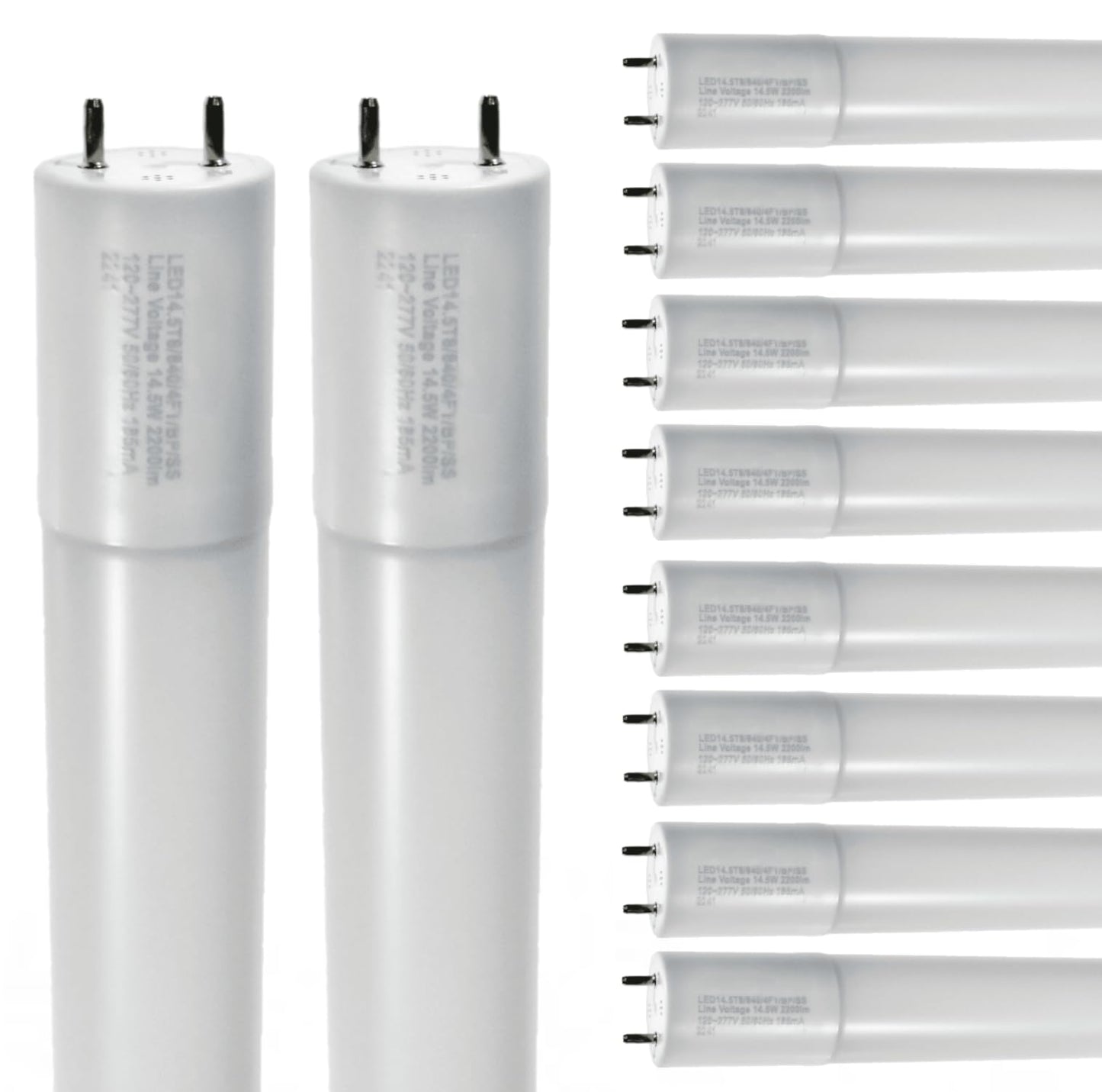 Damar- 47.75-Inch T8 LED Tube Light Bulb with Safe Shield Sleeve Type B Single End Ballast Bypass 14.5W 2200 Lumen 4000K Cool White G13 Medium Bi-Pin Base 120-277V Pack of 10-Fluorescent Replacement