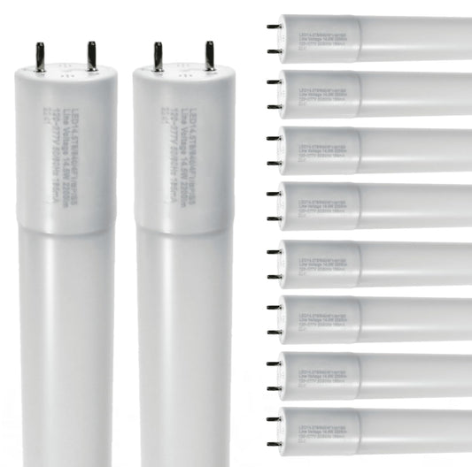 Damar- 47.75-Inch T8 LED Tube Light Bulb with Safe Shield Sleeve Type B Single End Ballast Bypass 14.5W 2200 Lumen 4000K Cool White G13 Medium Bi-Pin Base 120-277V Pack of 10-Fluorescent Replacement