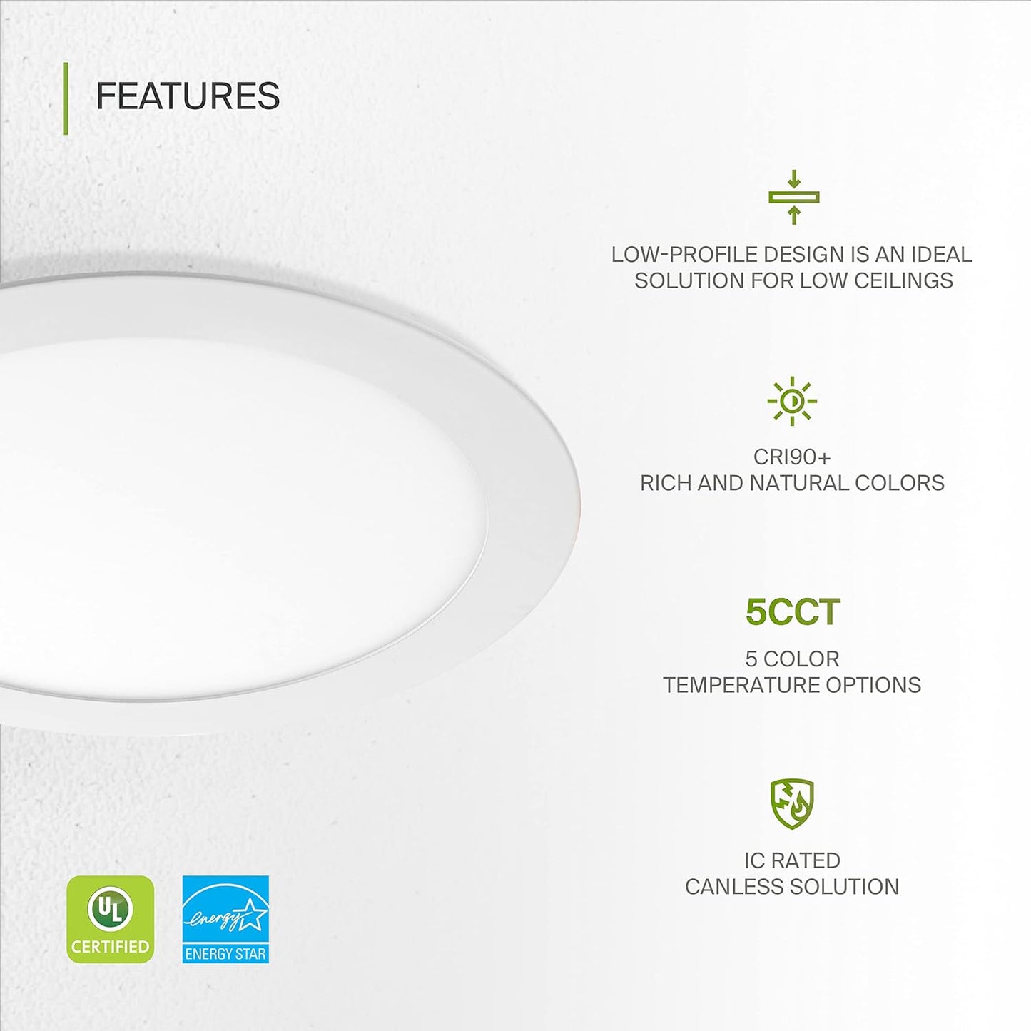 ASD Lighting LED Recessed Mini Panel Round 8inch 20W 120V Triac 2700/3000/3500/4000/5000K White UL Energy Star