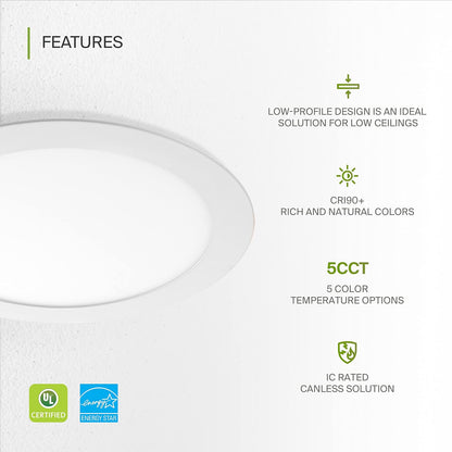 ASD Lighting LED Recessed Mini Panel Round 8inch 20W 120V Triac 2700/3000/3500/4000/5000K White UL Energy Star