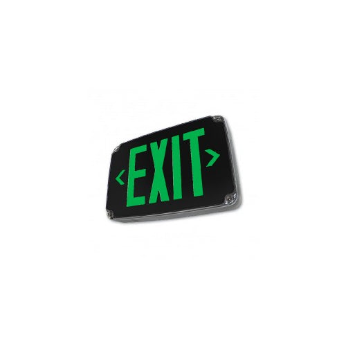 Westgate Wet Location LED Exit Double Face, Green Letters, Black Panel, LED Exit & Emergency Lighting, 3.8W