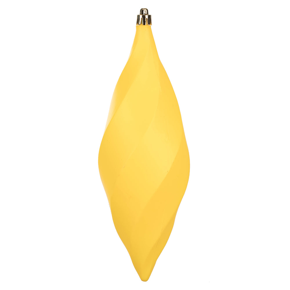 Vickerman 8" Yellow Matte Swirl Finial Ornament Pack of 6