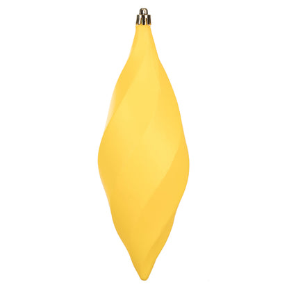 Vickerman 8" Yellow Matte Swirl Finial Ornament Pack of 6