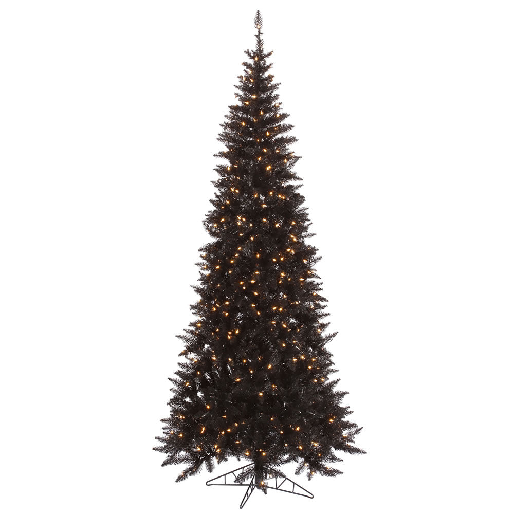 Vickerman 6.5' Black Fir Slim Artificial Christmas Tree Warm White Dura-lit LED Lights