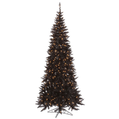 Vickerman 6.5' Black Fir Slim Artificial Christmas Tree Warm White Dura-lit LED Lights