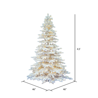 Vickerman 4.5' Flocked White Spruce Artificial Christmas Tree Frosted Pure White LED Lights