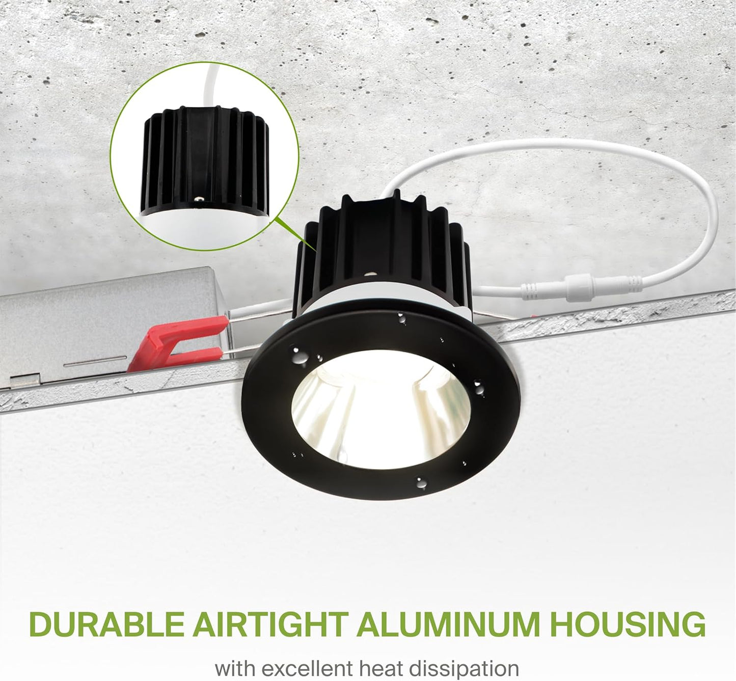 ASD Lighting LED Downlight 2INCH Changeable Round 8W CCT Selectable 2700/3000/3500/4000/5000K Dimmable, Chrome Smooth reflector, Black trim, ETL Energy Star