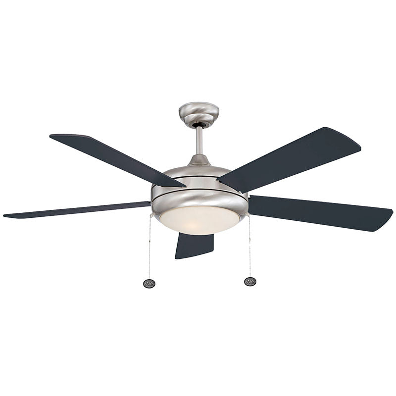 Westgate 52In 5-Blade Ceiling Fan And Light 3Cct 19W Integ. LED Pull Ch. Bn And Rosewood/Bk Blades, Commercial Indoor Lighting, 20W, 1750 Lumens, 30K/40K/50K, Brush Nicke And Reversible Black/Rosewood Blades Finish