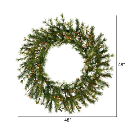 Vickerman 48" Mixed Country Pine Artificial Christmas Wreath Clear Dura-lit Incandescent Lights