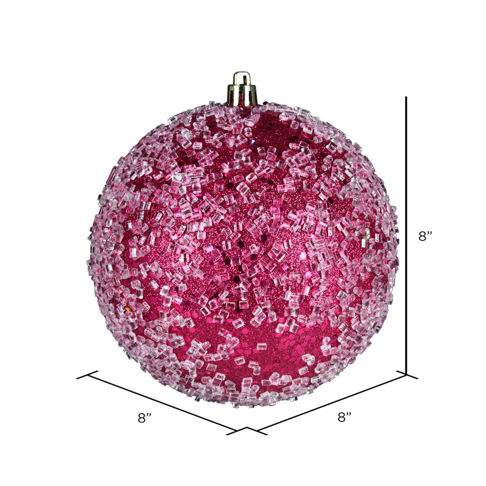 Vickerman 8" Fuchsia Glitter Hail Ball Ornament