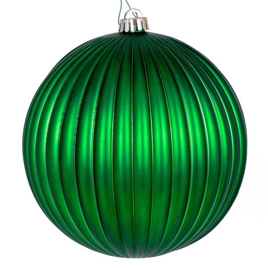 Vickerman 8" Green Matte Lined Ball Ornament 1 per Bag.