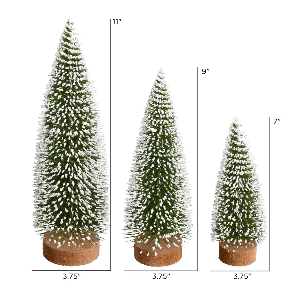 Vickerman 7"-9"-11" Frosted Green Oval Pine Artificial Christmas Tree Set of 3