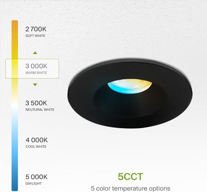 ASD Lighting LED Downlight Round 1inch 7W 120V Triac 2700/3000/3500/4000/5000K Black ETL