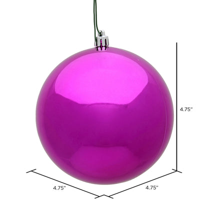Vickerman 4.75" Fuchsia Shiny Ball Ornament 4 per Bag