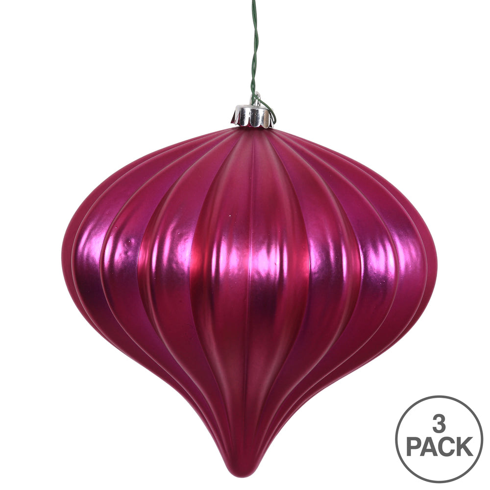 Vickerman 5.7" Wine Shiny Onion Christmas Ornament UV treated Set of 3