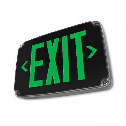 Westgate Wet Location LED Exit Sign Single Face, Green Letters, Black Panel, LED Exit & Emergency Lighting, 3.8W