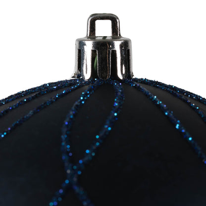 Vickerman 4" Midnight Blue Matte Glitter Swirl Ball 4 per set