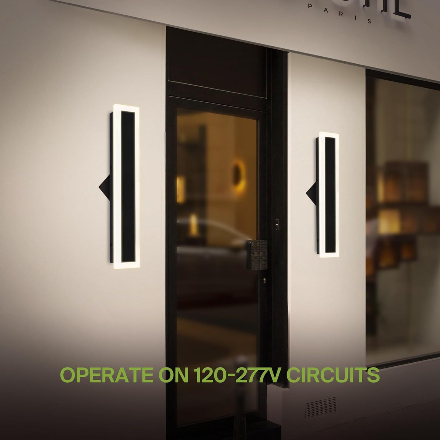 ASD Lighting LED Outdoor Wall Sconce Narrow design 24" 24W 120-277V CCT Selectable 3000/4000/5000K Dimmable Black ETL