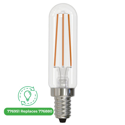 Bulbrite LED Filament 2.5 Watt Dimmable Tubular T6 Light Bulb with Clear finish and Candelabra (E12) Base - 2700K Warm White Light, 250 Lumens