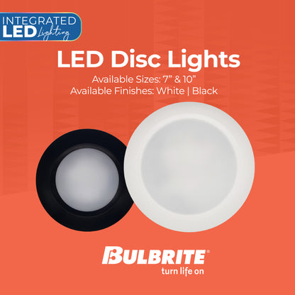Bulbrite 773278 25-Watt LED 10" Disc, 3000K, 2000 Lumens, Black Finish