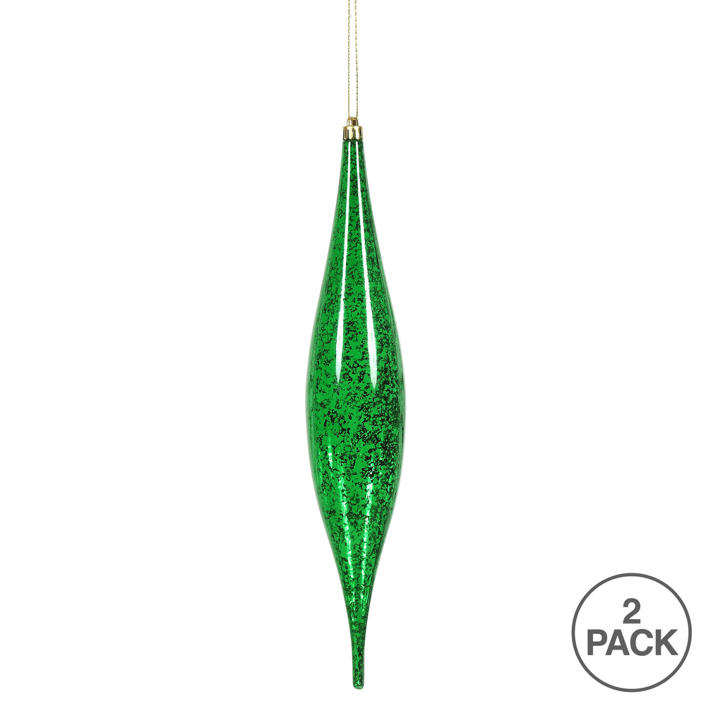 Vickerman 13" Green Mercury Rain Drop Christmas Ornament Pack of 2