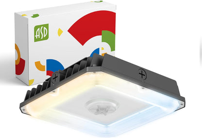 ASD Lighting LED Edge-Lit Canopy with Q-base 60/70/100W 120-277V 0-10V Dimmable 140Lm/W 3000/4000/5000K Black UL DLC Premium