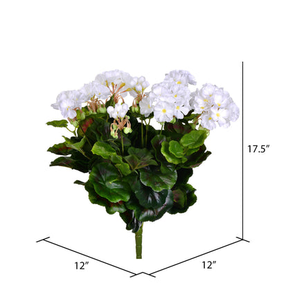 Vickerman 17.5" Artificial White Polyester Geranium Bush X 12