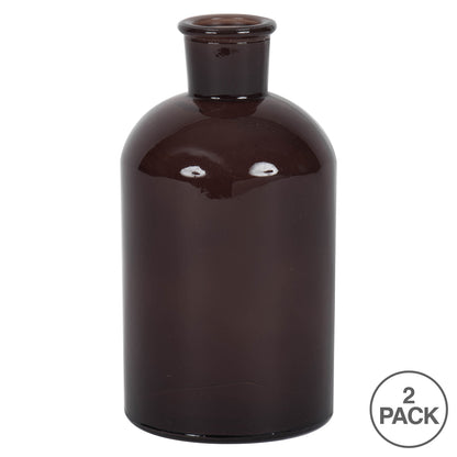 Vickerman 8" Black Painted Glass Bottle Set of 2