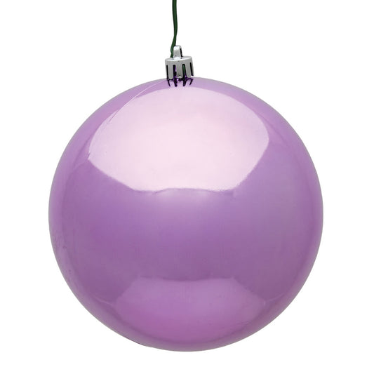 Vickerman 4" Orchid Shiny UV Treated Ball Christmas Ornament with Drilled and Wired Cap 6 per Bag