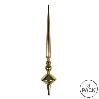 Vickerman 12" Gold Shiny Cupola Finial Ornament Pack of 3