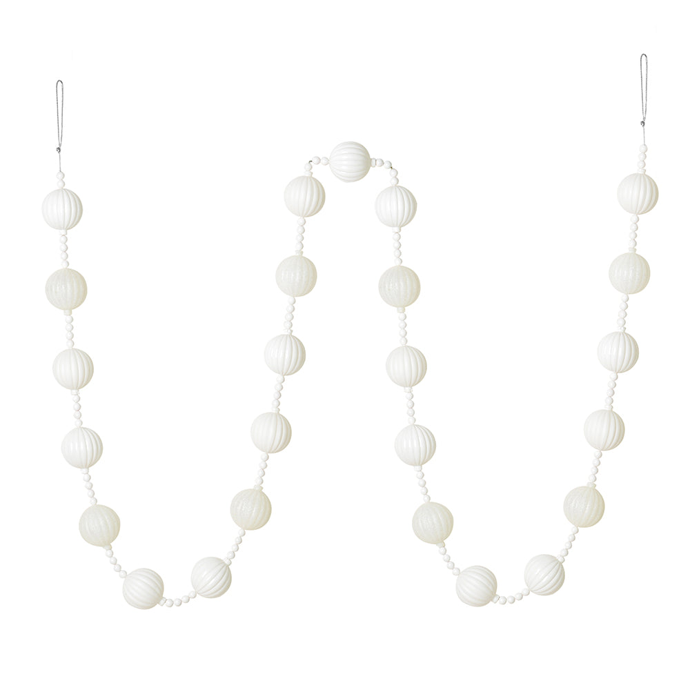 Vickerman 6' White Stripe Ball Ornament Christmas Garland