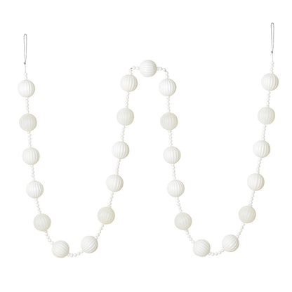 Vickerman 6' White Stripe Ball Ornament Christmas Garland