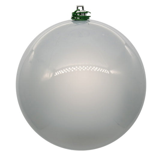 Vickerman 8" Silver Pearl UV Drilled Ball Ornament 1 per bag.