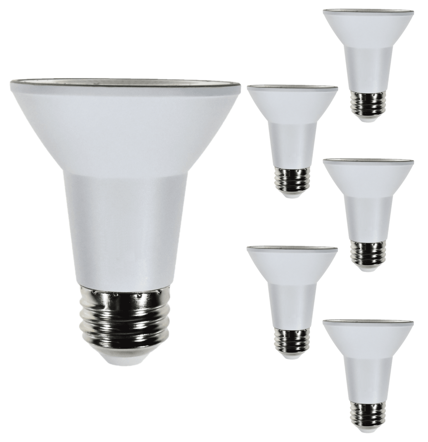 Damar PAR20 LED Long Neck Flood Light Bulb 5W 500 Lumen E26 Medium Base 3000K Soft White Ideal for Track & Recessed Spot Light Bulbs 120V 58° Beam Angle White Finish Pack of 6