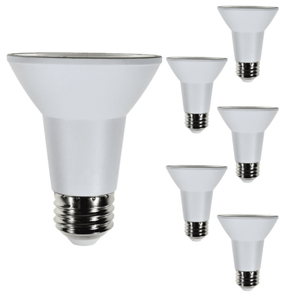 Damar PAR20 LED Long Neck Flood Light Bulb 5W 500 Lumen E26 Medium Base 3000K Soft White Ideal for Track & Recessed Spot Light Bulbs 120V 58° Beam Angle White Finish Pack of 6
