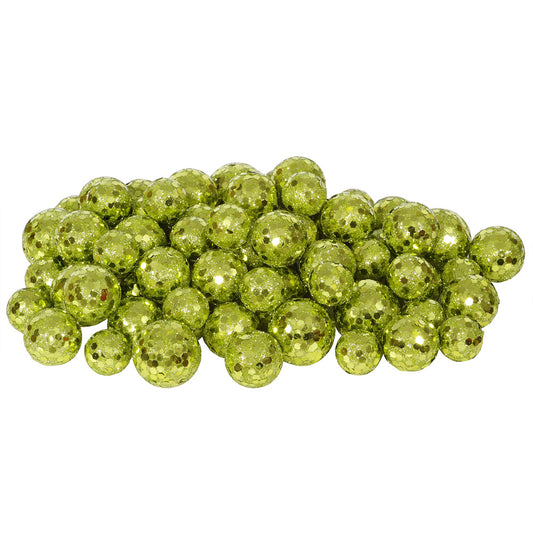 Vickerman 20MM/25MM/30MM Lime Glitter Polystyrene Ball Christmas Ornament 72 per Bag